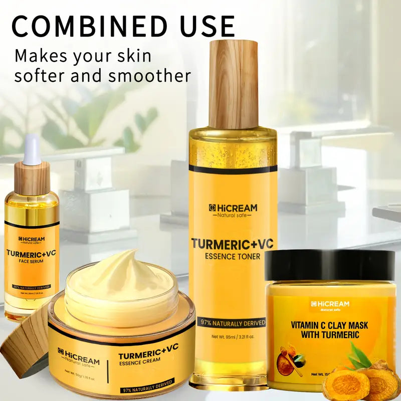 Tumeric Vitamin C Clay Mask for Glowing Smooth Skin - 4 Piece Skin Set