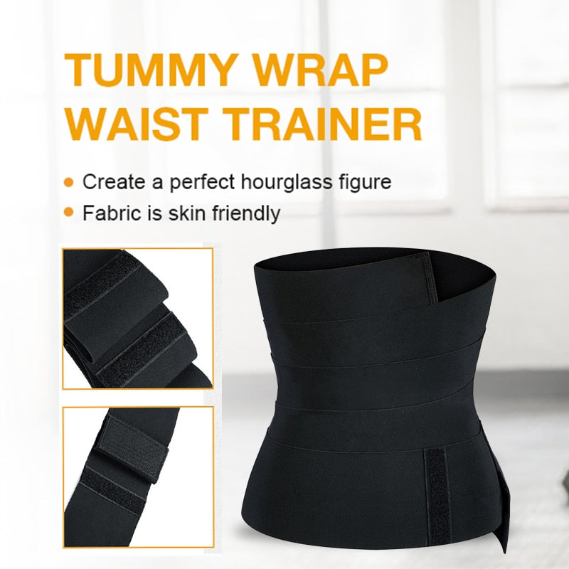 Snatched Bandage Wrap Waist Trainer Snatch-Me-UP Compressive Band Tummy Control Adjustable Fasten Sheath Sweat Sauna Body Shaper