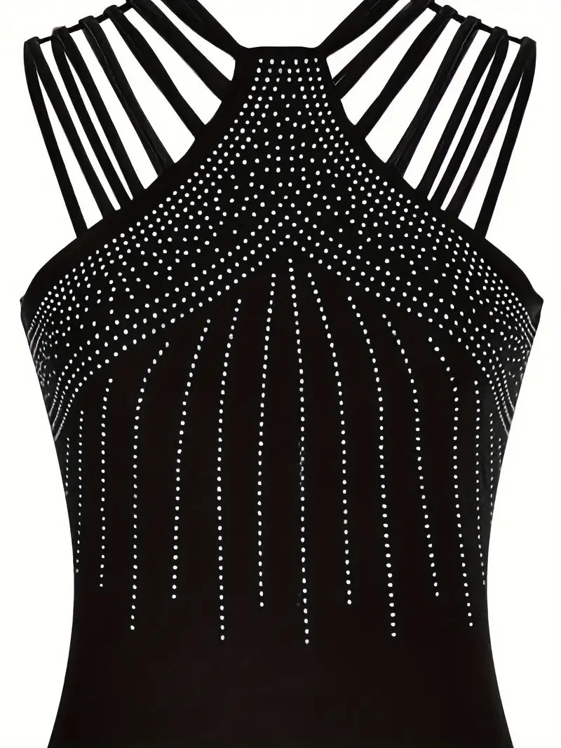 HOT Diamond Bling Christmas Red / Black Holiday Party Dress Long With Split