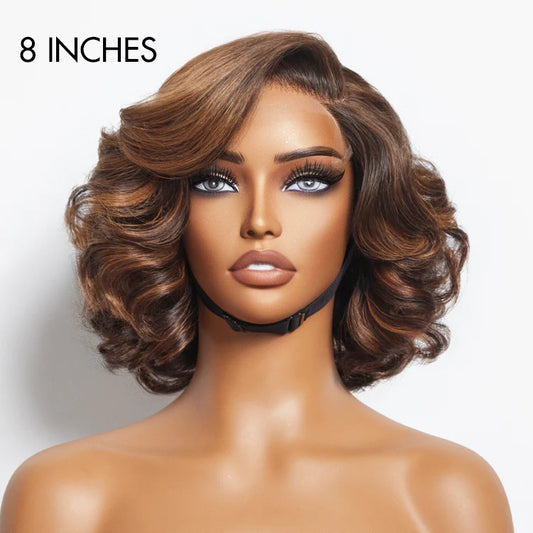 Brown Ombre Highlight Loose Wave Glueless HD Lace Wig Ready To Go
