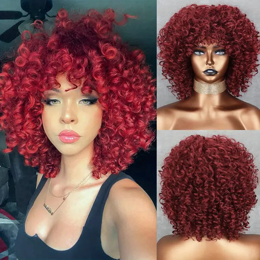 Wigs: Feels Like Human Hair Short Wig With Bangs For Women Glueless Wigs