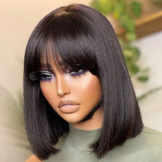 Short Bob Glueless Lace Human Hair Wig 1B / 1B/30 10 inch
