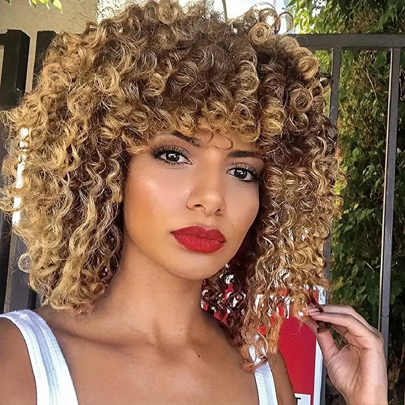 Wigs: Feels Like Human Hair Short Wig With Bangs For Women Glueless Wigs