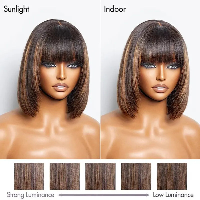 Short Bob Glueless Lace Human Hair Wig 1B / 1B/30 10 inch