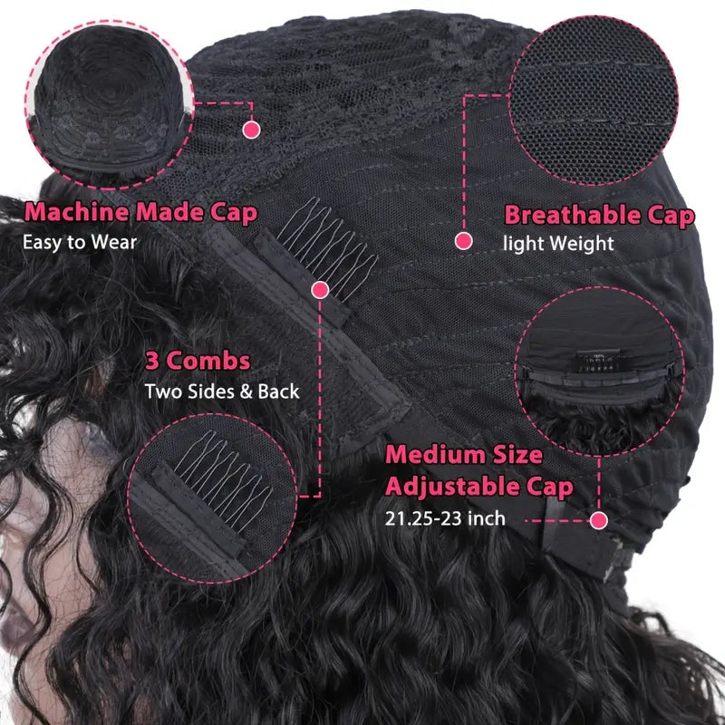 Wigs:  Short Human Hair Natural Wig With Bangs Jerry Curly 150 Density