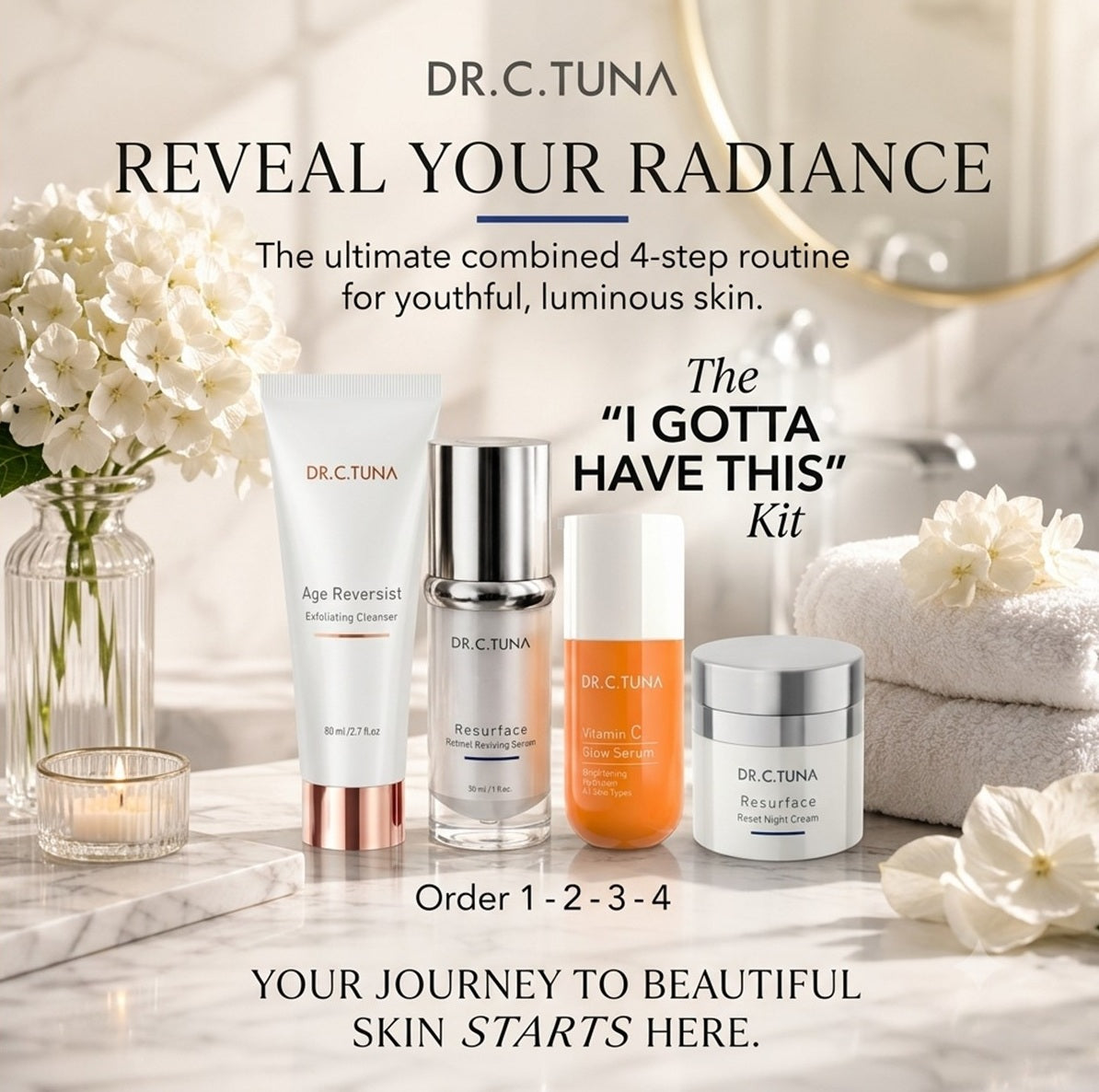 Glow up - Wrinkle Reducer- Look Younger- Smooth Complexion Skin Care Set - Farmasi