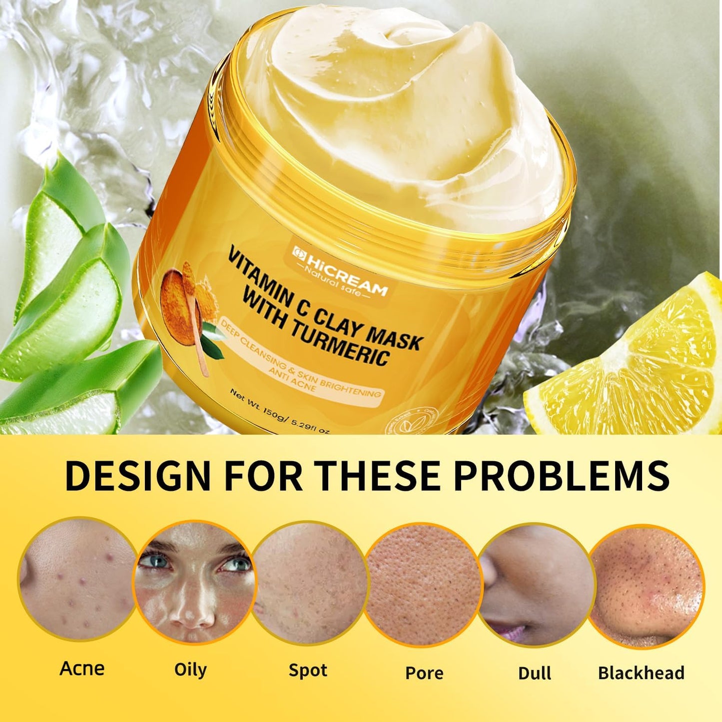 Tumeric Vitamin C Clay Mask for Glowing Smooth Skin - 4 Piece Skin Set