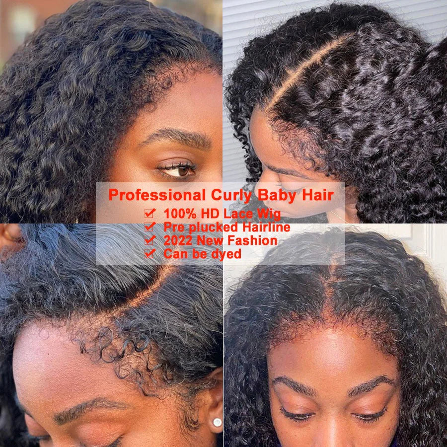 Real HD Lace Front Wig Kinky Curly 4C Textured Edges Skinlike