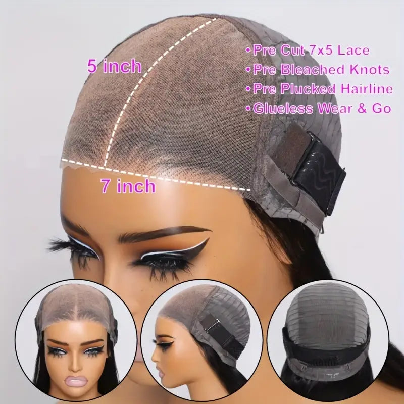 Yaki Straight Natural Put On and Go Glueless Bob Wig  Pre-Cut Lace Closure Wig Hair