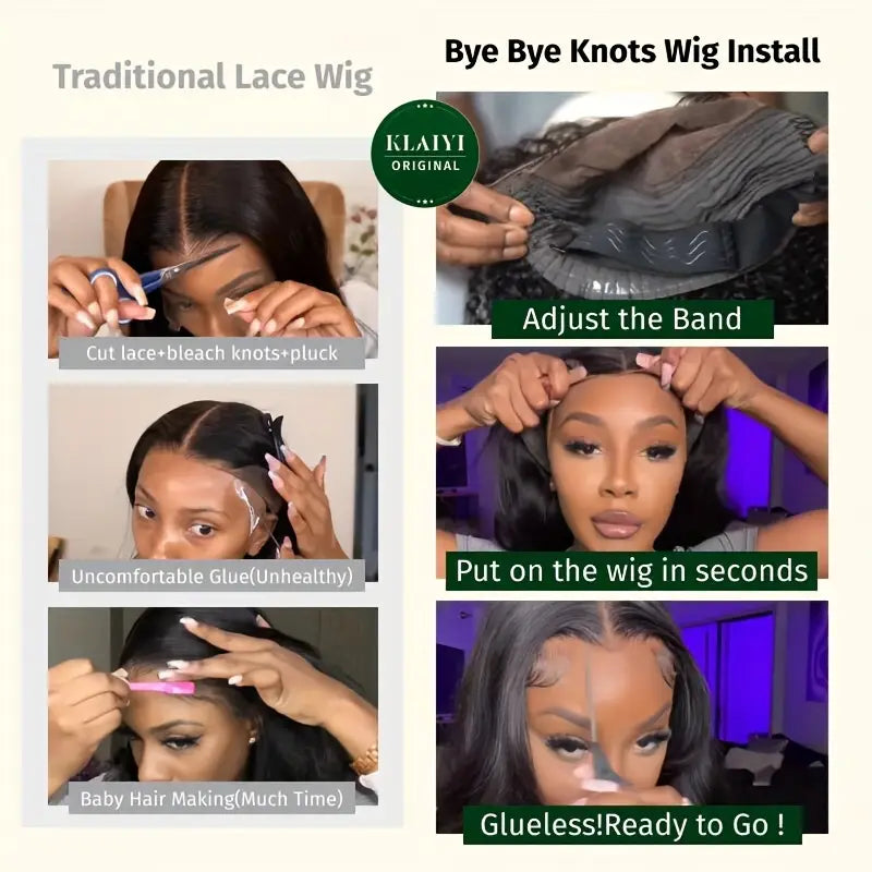 Yaki Straight Natural Put On and Go Glueless Bob Wig  Pre-Cut Lace Closure Wig Hair