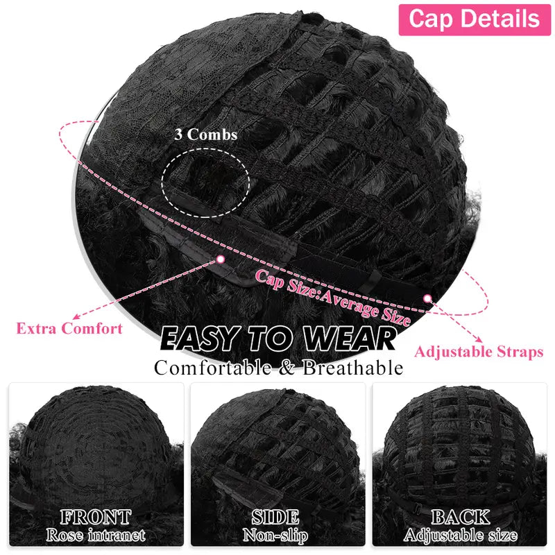 Wigs: Feels Like Human Hair Short Wig With Bangs For Women Glueless Wigs