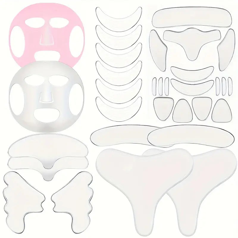 Silicone Skin Care Set  Reusable Facial, Chest & Neck Pads for Smooth Lines