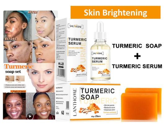 Natural Handmade Removing Acne Tumeric Soap &  Skin Brightening Serum