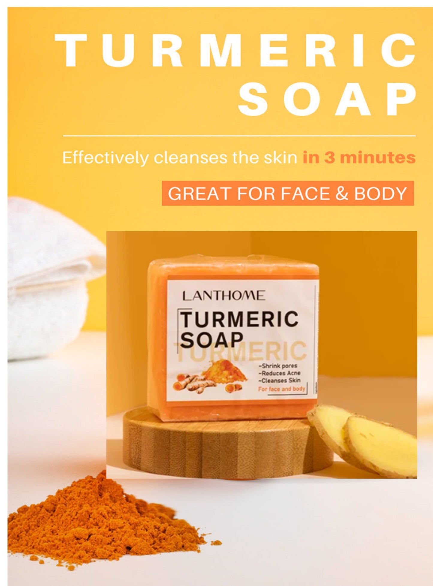 Tumeric Soap Skin Brightening Ezecma Blemishes Psoriasis Acne Dark Spots Remover Clear Scrub