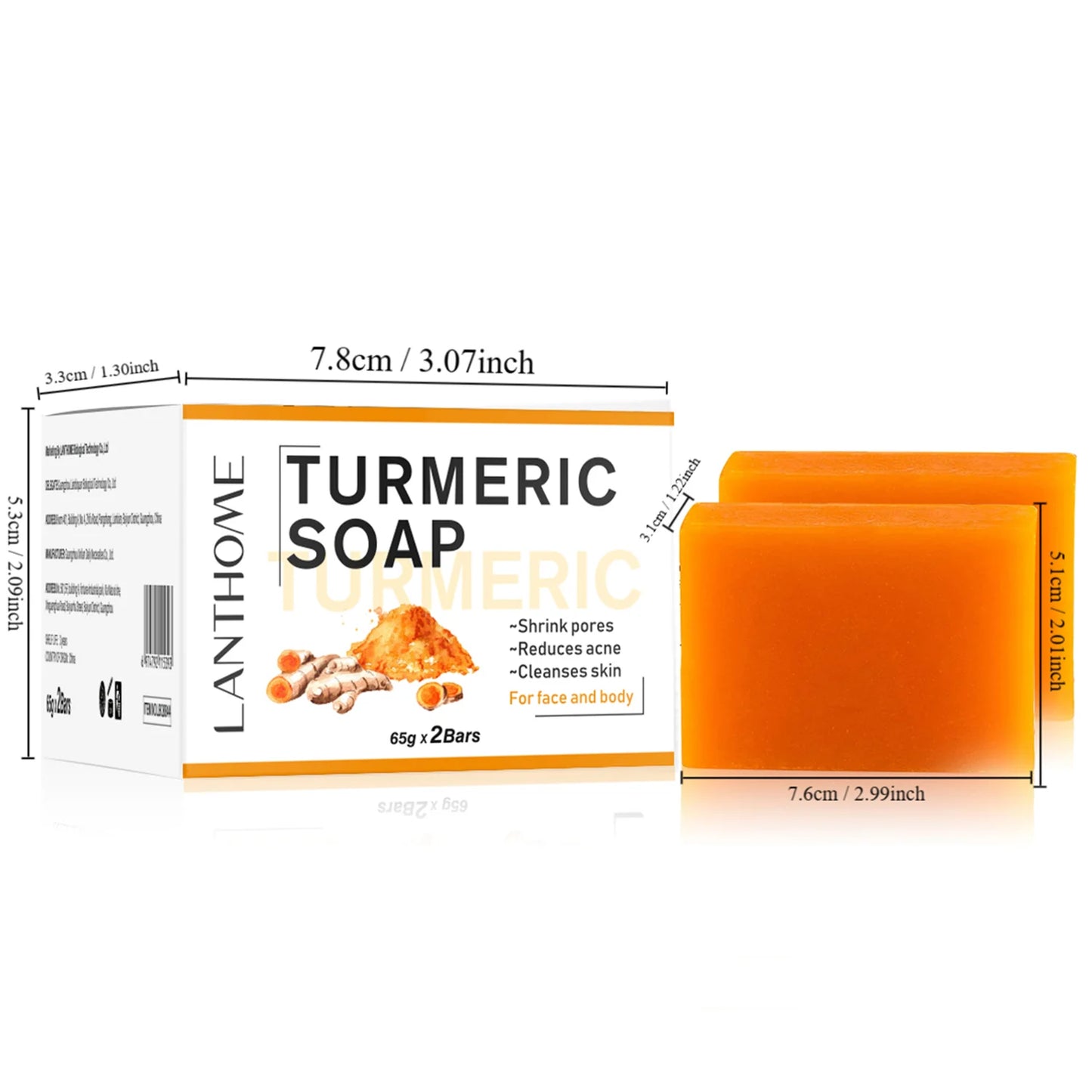 Natural Handmade Removing Acne Tumeric Soap &  Skin Brightening Serum