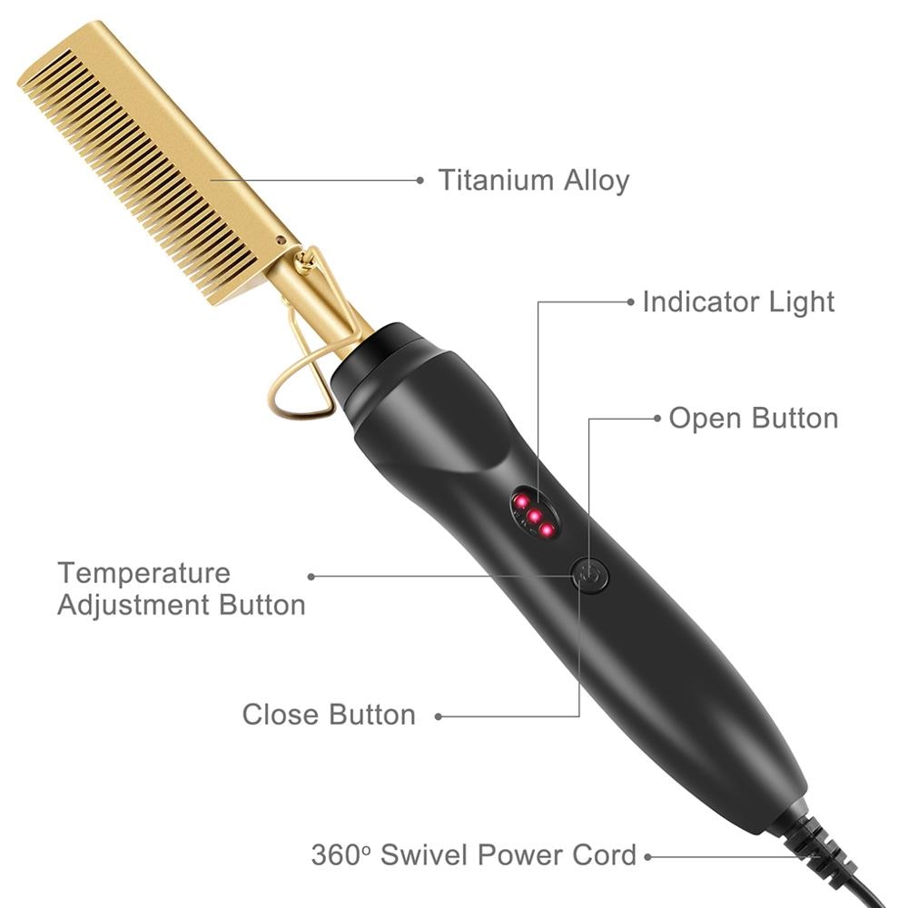 Hair Straightener Hot Comb - Heating Hair Straight Styler Curling Iron