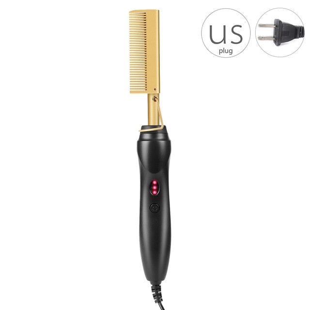 Hair Straightener Hot Comb - Heating Hair Straight Styler Curling Iron