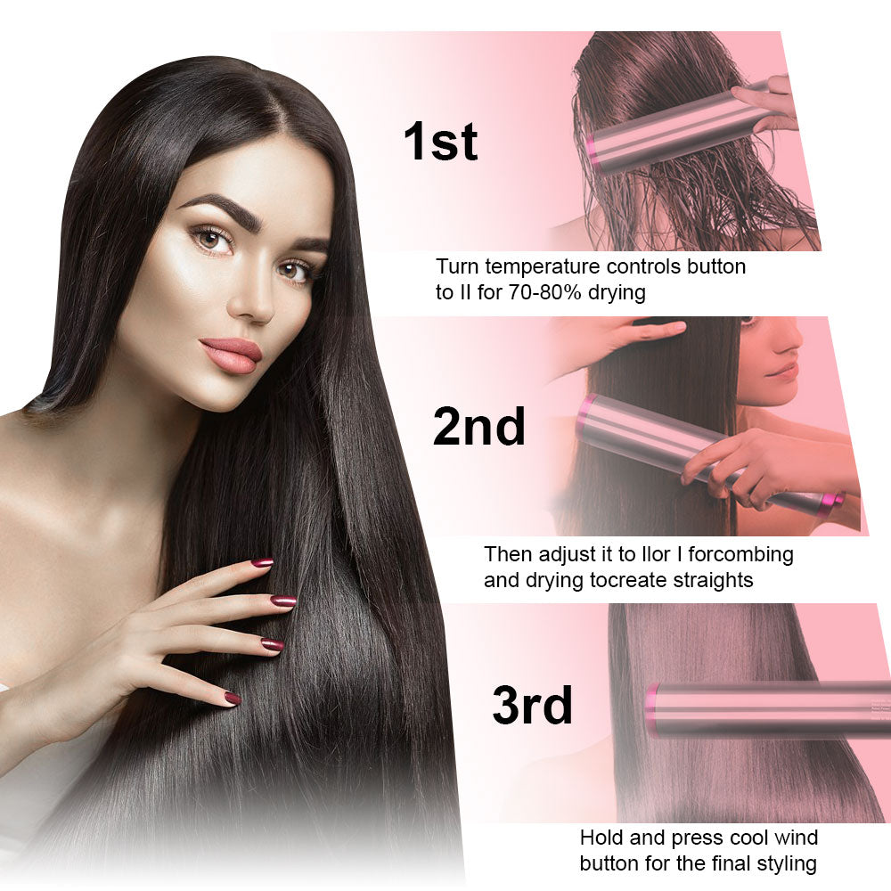 One Step Hair Dryer Brush Hot Air Brush Quick Drying Straight Hair Comb Negative Lons Hair Salon Volumizer Straightener Curler
