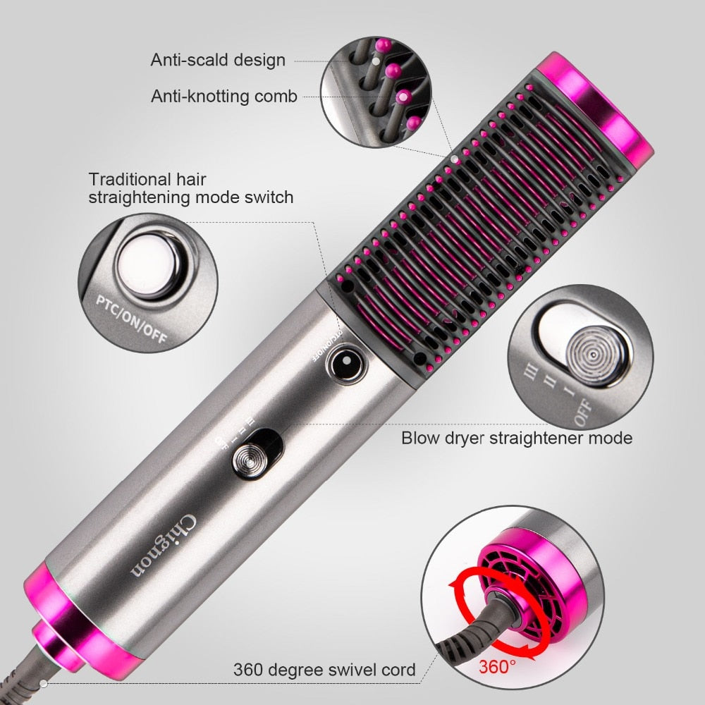 One Step Hair Dryer Brush Hot Air Brush Quick Drying Straight Hair Comb Negative Lons Hair Salon Volumizer Straightener Curler