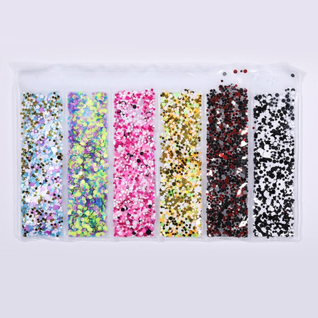 Blue Red Nail Powder Eyeshadow Pigment Holographics Spangle Nail Glitter 6 piece set  Shimmer Shining Chrome Dust Decoration
