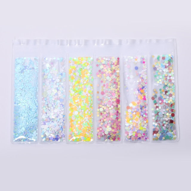 Blue Red Nail Powder Eyeshadow Pigment Holographics Spangle Nail Glitter 6 piece set  Shimmer Shining Chrome Dust Decoration
