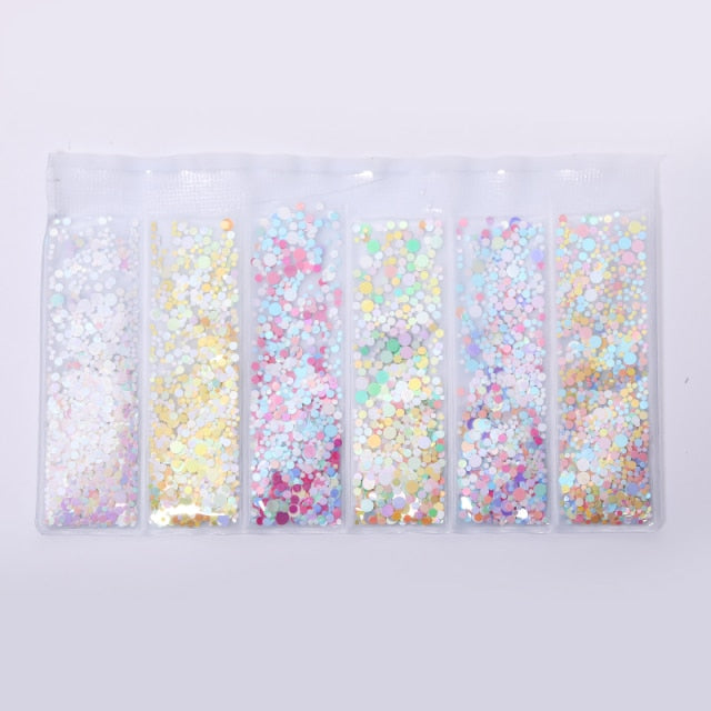 Blue Red Nail Powder Eyeshadow Pigment Holographics Spangle Nail Glitter 6 piece set  Shimmer Shining Chrome Dust Decoration