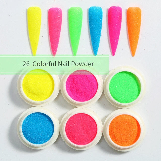 Blue Red Nail Powder Eyeshadow Pigment Holographics Spangle Nail Glitter 6 piece set  Shimmer Shining Chrome Dust Decoration