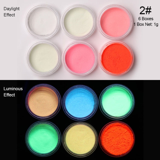 Blue Red Nail Powder Eyeshadow Pigment Holographics Spangle Nail Glitter 6 piece set  Shimmer Shining Chrome Dust Decoration