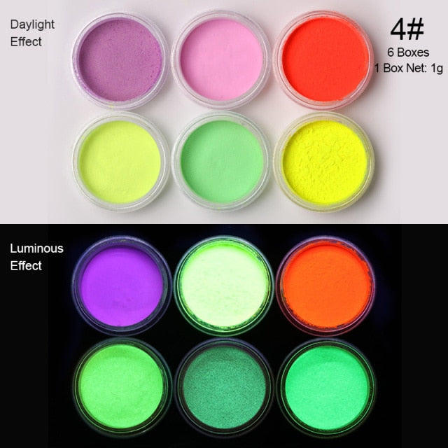 Blue Red Nail Powder Eyeshadow Pigment Holographics Spangle Nail Glitter 6 piece set  Shimmer Shining Chrome Dust Decoration