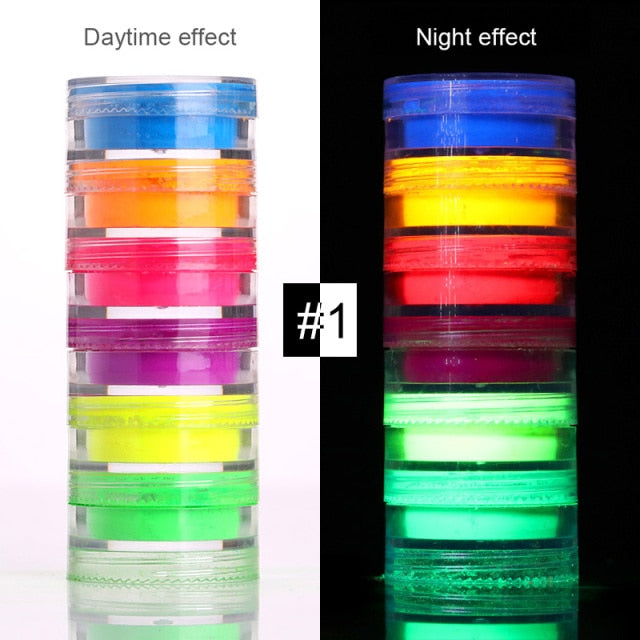 Blue Red Nail Powder Eyeshadow Pigment Holographics Spangle Nail Glitter 6 piece set  Shimmer Shining Chrome Dust Decoration