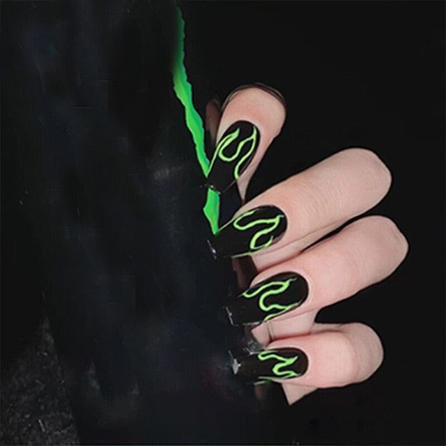 Charming Pink Flame Short Ballet Wearable Fake Nails press on Square Head Full Cover Detachable Finished Fingernails
