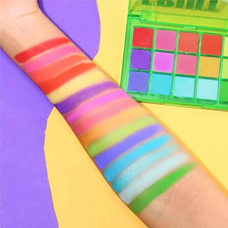 Eyeshadow Pallete Neon Party  Makeup Palette 15 Shimmer Glitter Matte Shades Matellic Nude Blendable Pigment