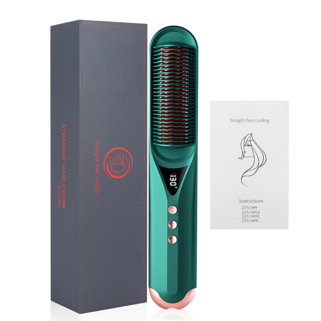Multifunctional Hot Combs Hair Straightener Beard Instant Styling Anti-Scalding Curling and Straightening Brush for Women & Man