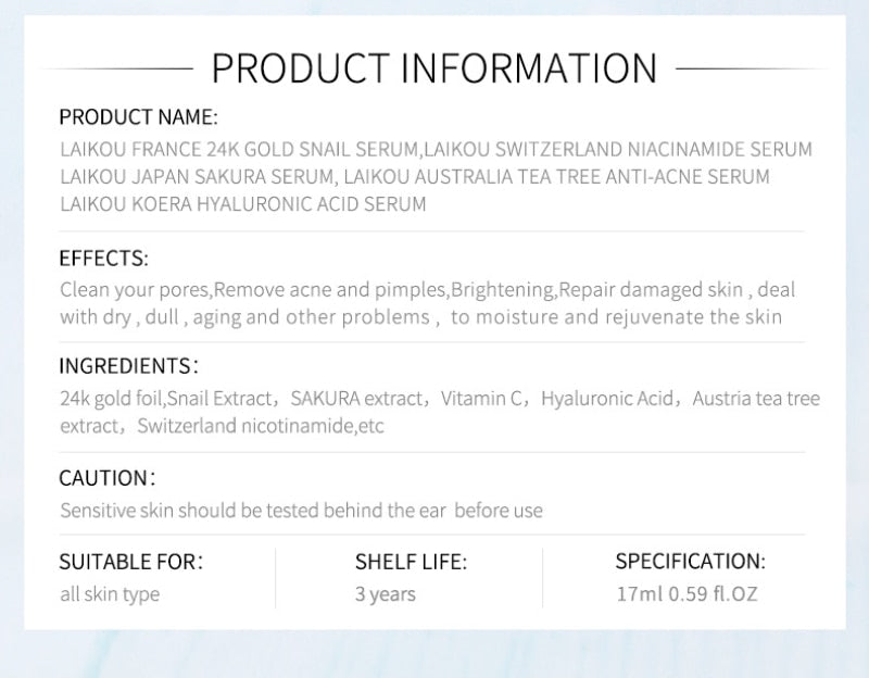 Strong Hyaluronic Acid 5 Color Blossom Vitamin C Snail Serum Anti Wrinkle Face Serum Facial Skin Care Cream Moisturiser TSLM1
