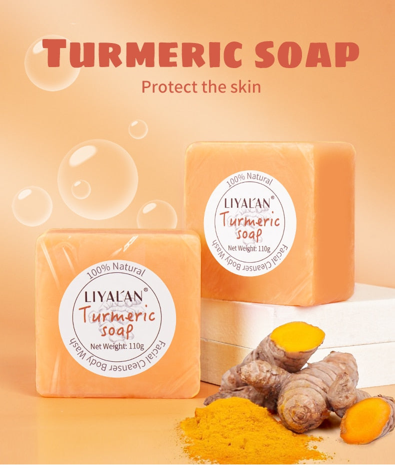 Turmeric Soap Face Cleansing Anti Acne Skin Brighten Remove Pimples Dark Spot Lightening Handmade Ginger Essential Oil Body Bath