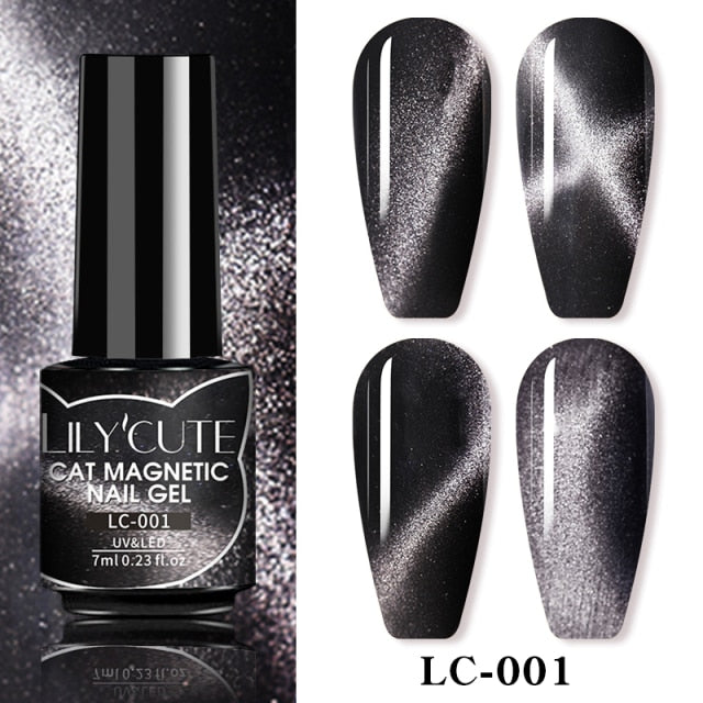 Magnetic Gel Polish Set Semi Permanent Soak Off UV LED Glitter Nails Magnet Stick Black Gel Needed