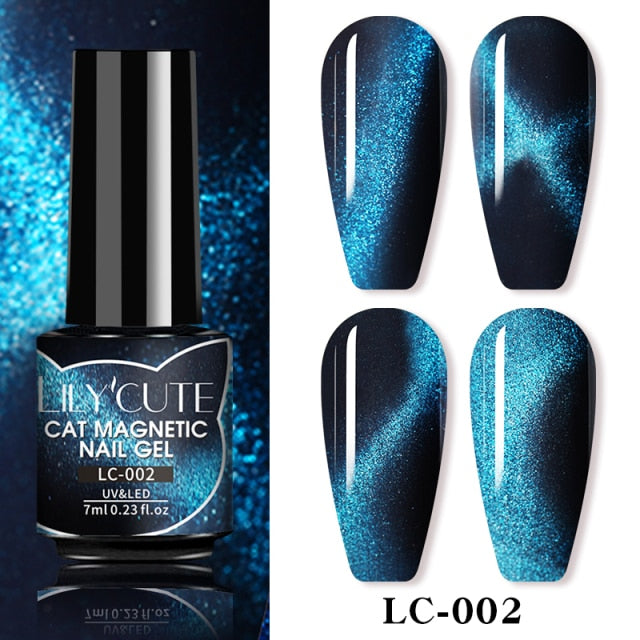 Magnetic Gel Polish Set Semi Permanent Soak Off UV LED Glitter Nails Magnet Stick Black Gel Needed