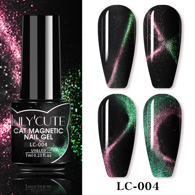 Magnetic Gel Polish Set Semi Permanent Soak Off UV LED Glitter Nails Magnet Stick Black Gel Needed
