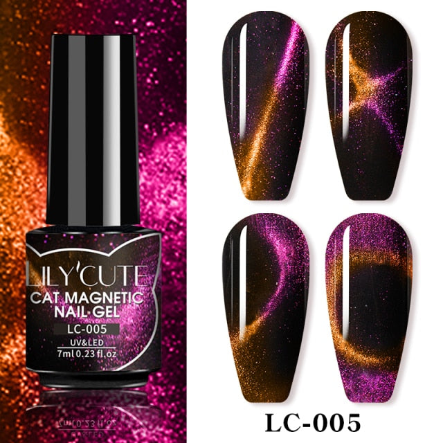 Magnetic Gel Polish Set Semi Permanent Soak Off UV LED Glitter Nails Magnet Stick Black Gel Needed