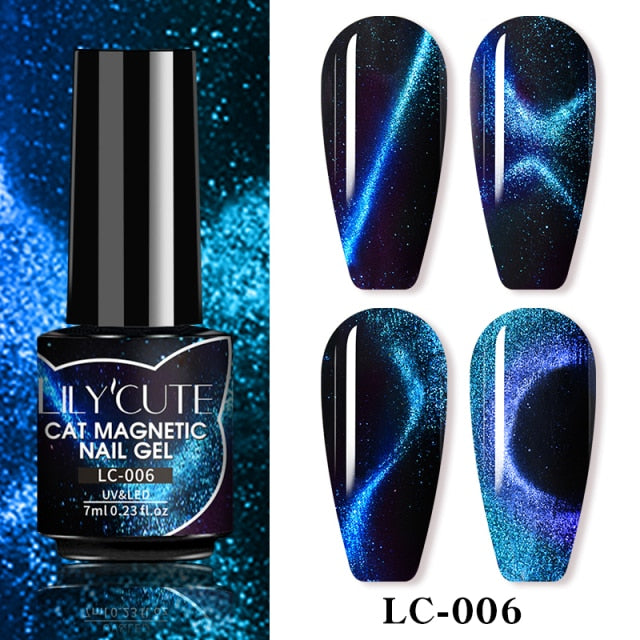 Magnetic Gel Polish Set Semi Permanent Soak Off UV LED Glitter Nails Magnet Stick Black Gel Needed