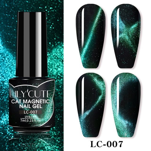 Magnetic Gel Polish Set Semi Permanent Soak Off UV LED Glitter Nails Magnet Stick Black Gel Needed