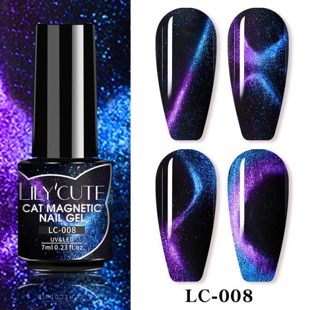 Magnetic Gel Polish Set Semi Permanent Soak Off UV LED Glitter Nails Magnet Stick Black Gel Needed