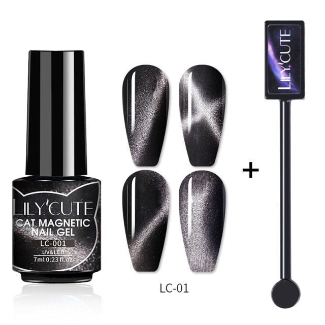 Magnetic Gel Polish Set Semi Permanent Soak Off UV LED Glitter Nails Magnet Stick Black Gel Needed