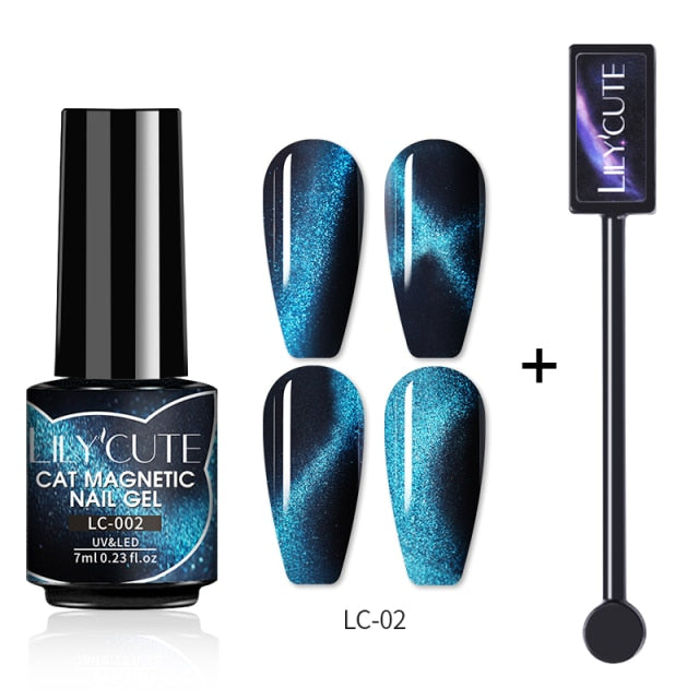 Magnetic Gel Polish Set Semi Permanent Soak Off UV LED Glitter Nails Magnet Stick Black Gel Needed