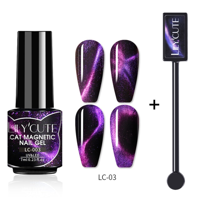 Magnetic Gel Polish Set Semi Permanent Soak Off UV LED Glitter Nails Magnet Stick Black Gel Needed