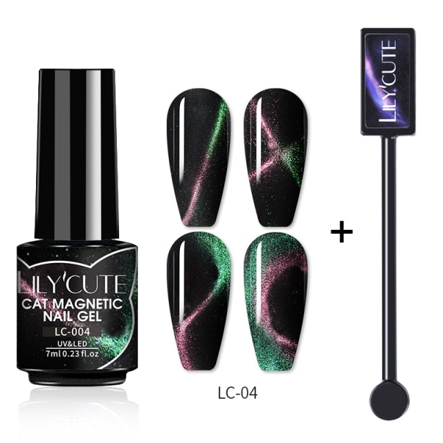 Magnetic Gel Polish Set Semi Permanent Soak Off UV LED Glitter Nails Magnet Stick Black Gel Needed
