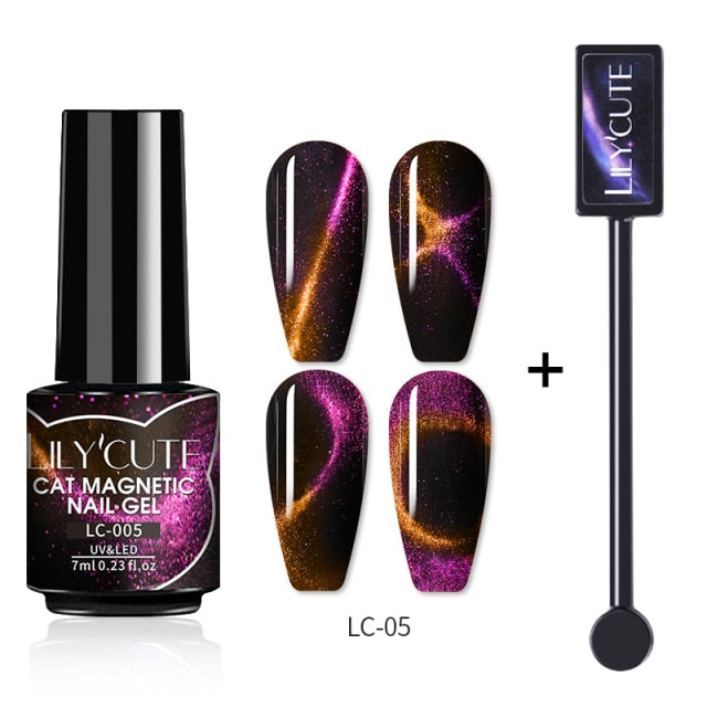 Magnetic Gel Polish Set Semi Permanent Soak Off UV LED Glitter Nails Magnet Stick Black Gel Needed
