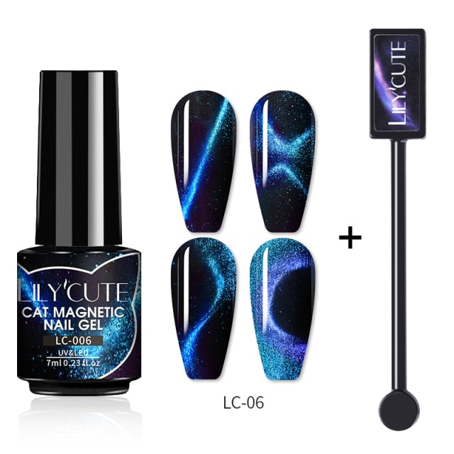 Magnetic Gel Polish Set Semi Permanent Soak Off UV LED Glitter Nails Magnet Stick Black Gel Needed