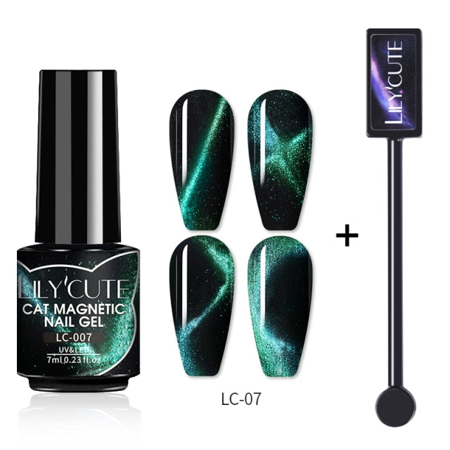 Magnetic Gel Polish Set Semi Permanent Soak Off UV LED Glitter Nails Magnet Stick Black Gel Needed