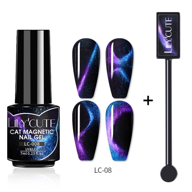 Magnetic Gel Polish Set Semi Permanent Soak Off UV LED Glitter Nails Magnet Stick Black Gel Needed